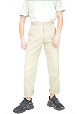 Vintage beige classic straight cotton suit trousers {370}