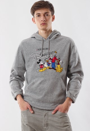 VINTAGE WALT DISNEY HOODIE SWEATER 90S GREY