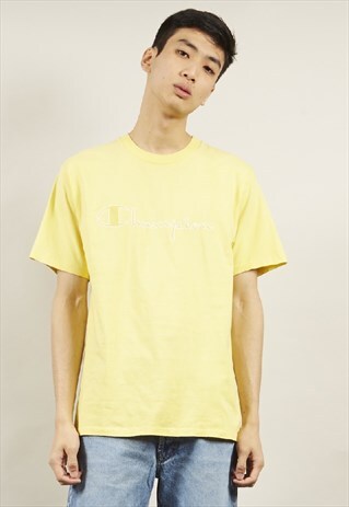 VINTAGE 80'S CHAMPION LOGO YELLOW T-SHIRT