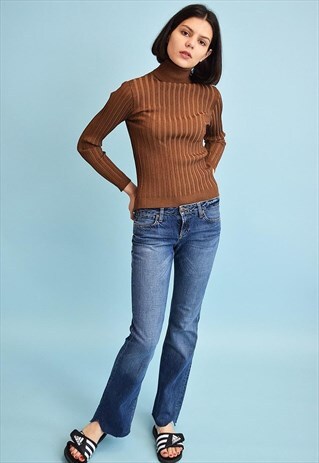 90'S RETRO DISTRESSED POLO JEANS FLARE DENIM JEANS