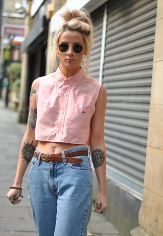 VINTAGE CHEMISE LACOSTE REWORKED CROPPED SHIRT