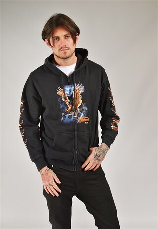 VINTAGE EAGLE HOODIE BLACK