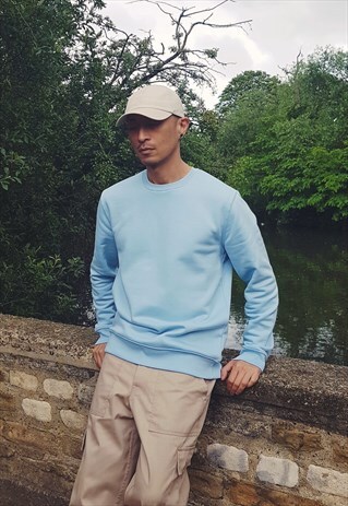 SUSTAINABLE ORGANIC COTTON SWEATSHIRT SKY BLUE