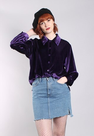 VINTAGE 90S PURPLE SOFT VELVET SHIRT