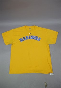 Vintage Majestic Mariners Graphic T-Shirt in Yellow
