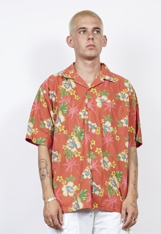 VINTAGE 80'S DUSKY RED HAWAIIAN SHIRT