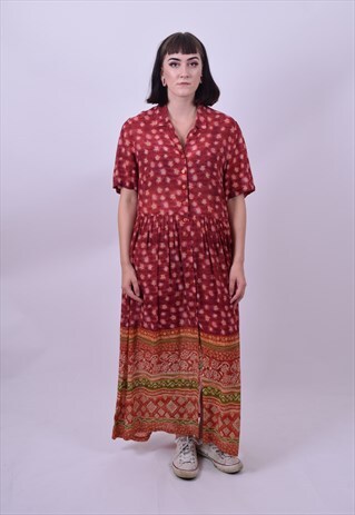 VINTAGE 90'S OVERSIZED HIPPY CRAZY PRINT DRESS SIZE 12 14 16