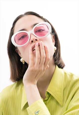 WHITE PINK KURT COBAIN SUNGLASSES