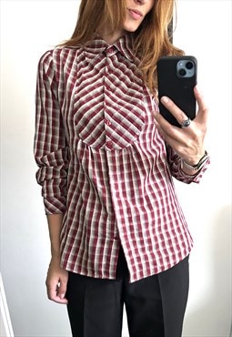 80s Cotton Buffalo Plaid Shirt - S