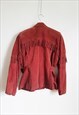 VINTAGE NEW OLD DUSTY ROSE WESTERN FRINGE SUEDE JACKET SIZE 