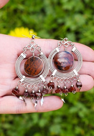 SALE FESTIVAL TIGERS EYE GEMSTONE EARRINGS