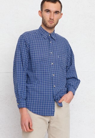 VINTAGE BLUE LEVI'S LONG SLEEVE CHECKERED SHIRT