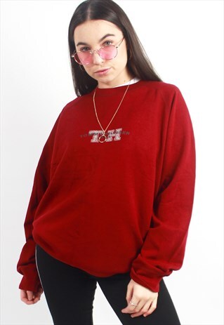 90'S RARE RETRO RED SPELL-OUT SWEATSHIRT