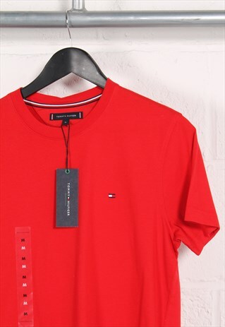 Vintage Tommy Hilfiger T-Shirt in Red Crewneck Tee Medium