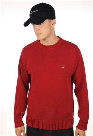 VINTAGE TOMMY HILFIGER CREST LOGO KNITTED SWEATSHIRT JUMPER