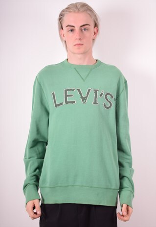 LEVI'S MENS VINTAGE SWEATSHIRT JUMPER LARGE GREEN 90S