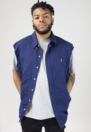 VINTAGE POLO RALPH LAUREN NAVY VEST SHIRT