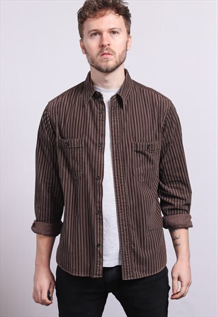 VINTAGE CORDUROY CORD STRIPED SHIRT