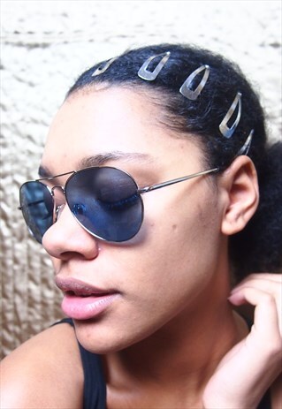DARK BLUE MIDNIGHT AVIATOR SUNGLASSES