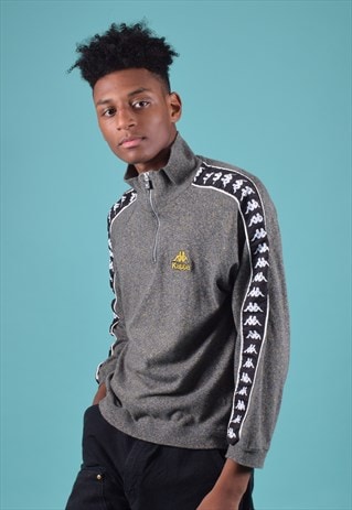 VINTAGE KAPPA GREY 1/4 ZIPPED SWEATSHIRT