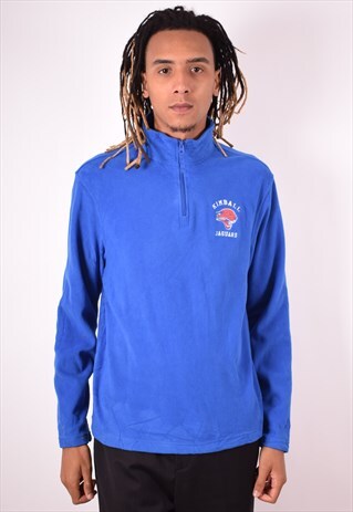 STARTER MENS VINTAGE KIMBALL JAGUARS FLEECE JUMPER BLUE 90S