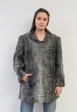 Vintage Women's L XL Fur Coat Jacket Shearling Sheepskin