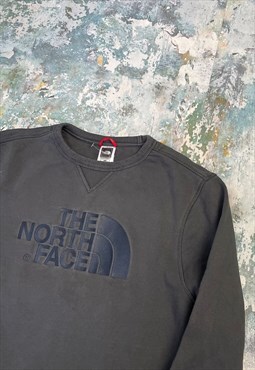 The North Face Grey Embroidered Spell Out Sweatshirt 