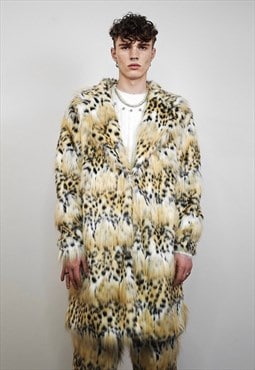 Leopard fur coat cheetah pattern long trench Nordic jacket