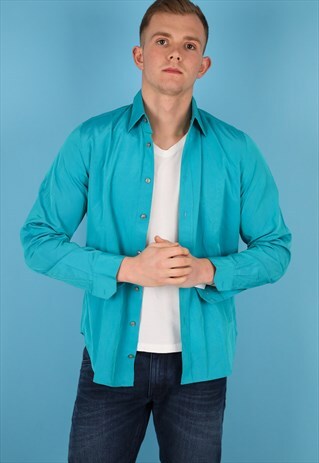 VINTAGE HUGO BOSS SHIRT IN BLUE NS193