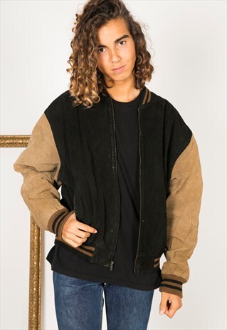 VINTAGE 80S WINTER BOMBER SUEDE JACKET / R0054