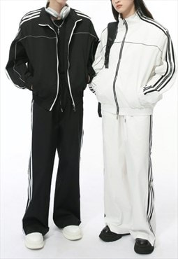 Women's striped zipper athleisure suit set AW24 Vol.1