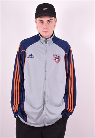 ADIDAS MENS VINTAGE TRACKSUIT TOP JACKET LARGE BLUE 90'S