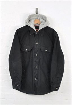 Vintage Workwear Hooded Jacket Black Large