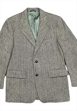 Harris Tweed Vintage Men's Grey Herringbone Wool Blazer