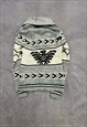 ABSTRACT KNITTED CARDIGAN BIRD PATTERNED CHUNKY KNIT