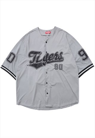 TRENDY LETTER PRINT BASEBALL SHIRT