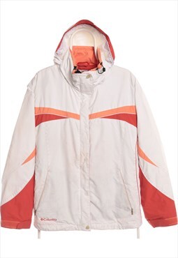 Vintage 90's Columbia Bomber Jacket Hooded White Men's Large