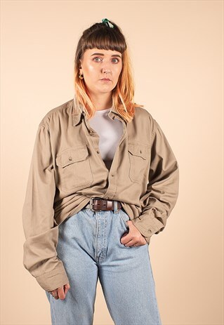 VINTAGE BEIGE WRANGLER OVERSIZED COTTON SHIRT /R10036