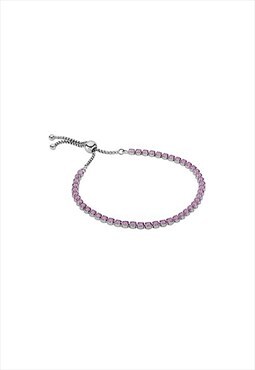 Adjustable Pink Zirconia Packed Tennis Bracelet, 925 Silver
