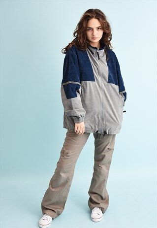 90'S RETRO SPORTS OVERSIZED VELVETEEN ATHLEISURE JACKET