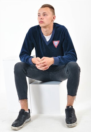 VINTAGE V NECK VELVET SWEATSHIRT
