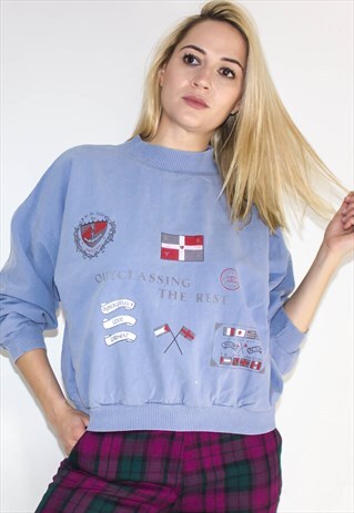 VINTAGE 90'S CROPPED NAUTICAL SWEATSHIRT