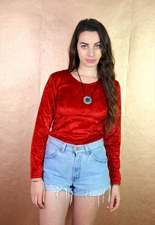 90S VINTAGE NEW LOOK RED VELVET TOP