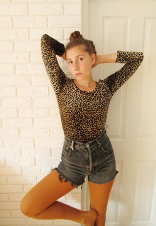 90S GRUNGE CHEETAH LEOPARD ANIMAL PRINT VELVET AUTUMN TOP