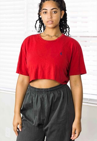 VINTAGE RALPH LAUREN REWORKED CROP TOP LOGO 90S M 4.0