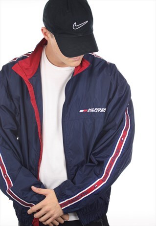 VINTAGE TOMMY HILFIGER ATHLETICS TAPE ARM WINDBREAKER JACKET
