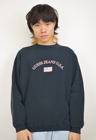 VINTAGE 90S GUESS JEANS BLACK SWEATSHIRT