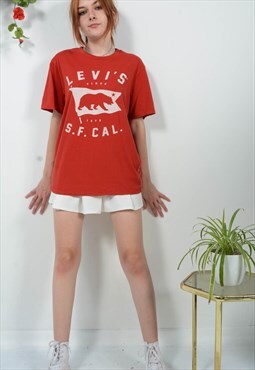 Vintage 90s Levi's T-shirt Logo Red Unisex Size M 