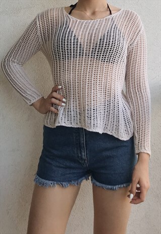 VINTAGE BEACH CROCHET JUMPER COTTON