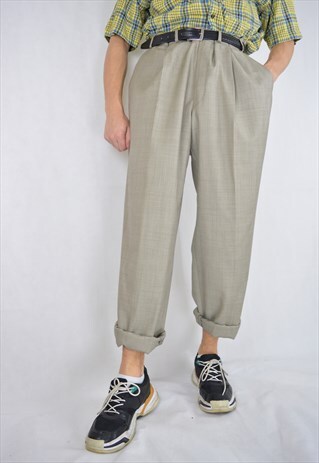 VINTAGE 80'S CREAM COLOUR OVERSIZE STRAIGHT TROUSERS